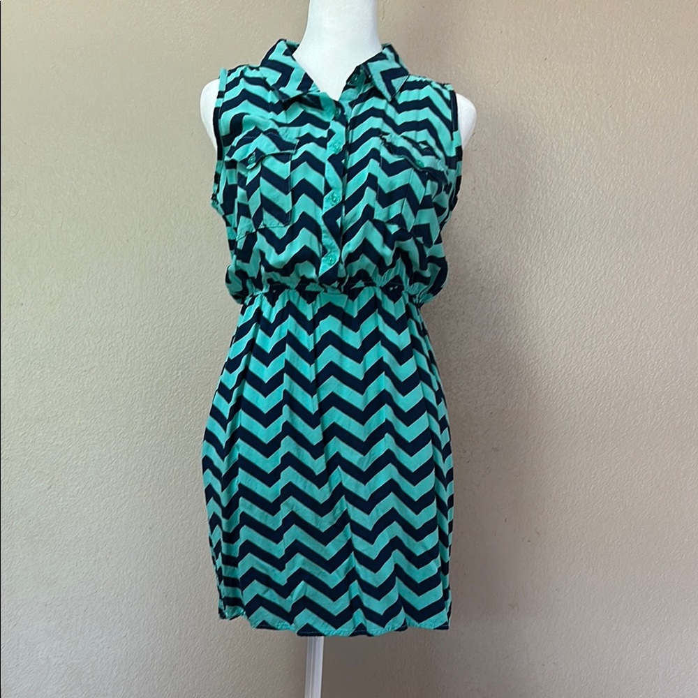 Rue21 Teal and Black Chevron Mini Dress
